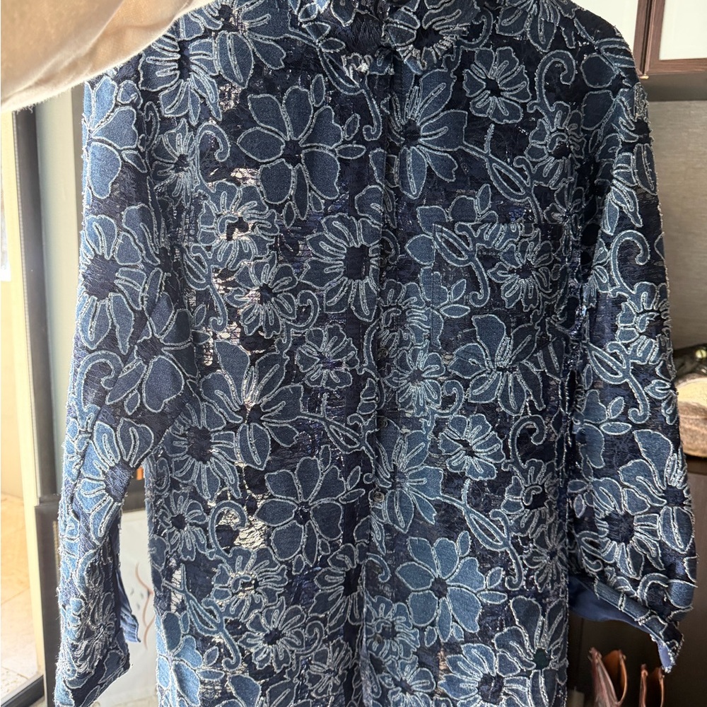 Pilcro Navy Floral Lace Blouse - Picture 3 of 6